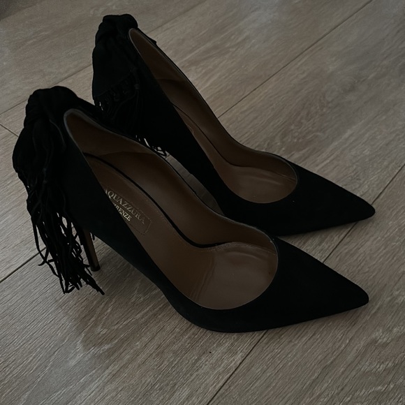 Aquazzura Black Fringe Tie Pump 105 - Picture 8 of 8